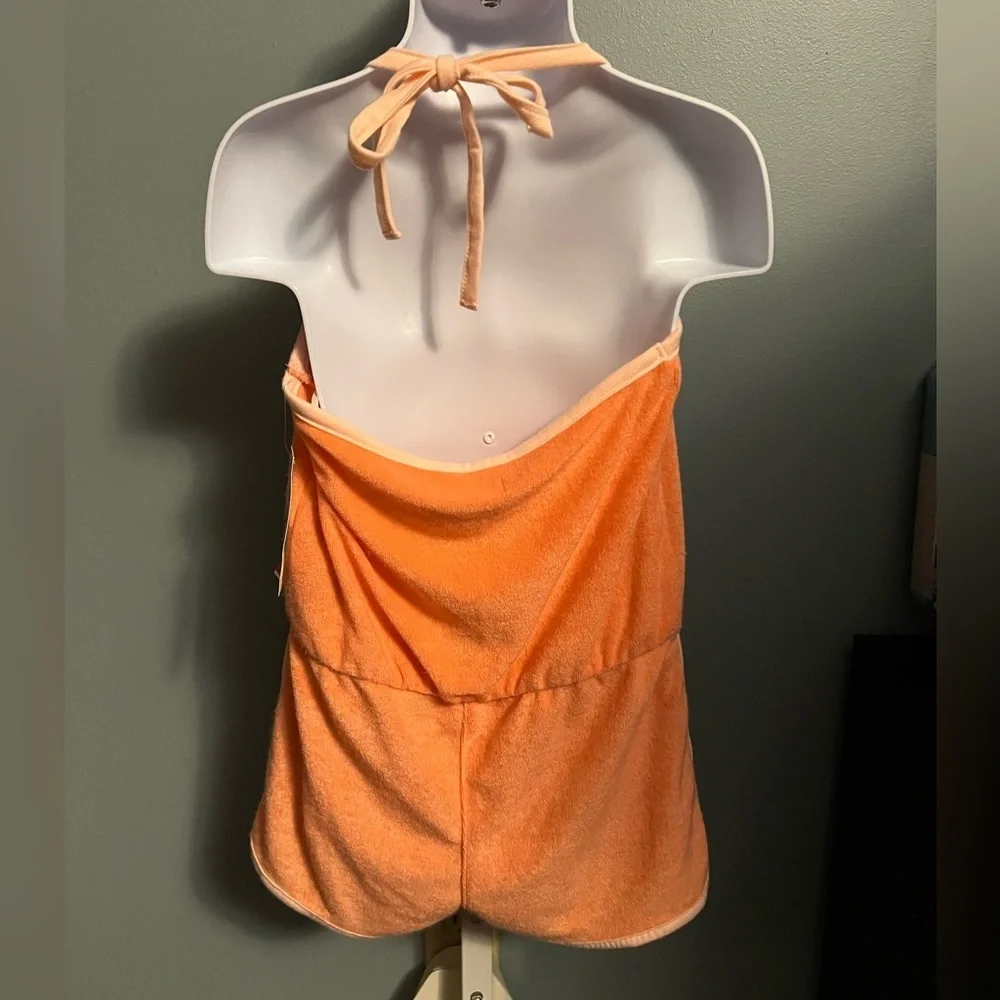 Epic Threads Girls Orange Terry Cloth One Piece Halter Short  Romper - Small NWT